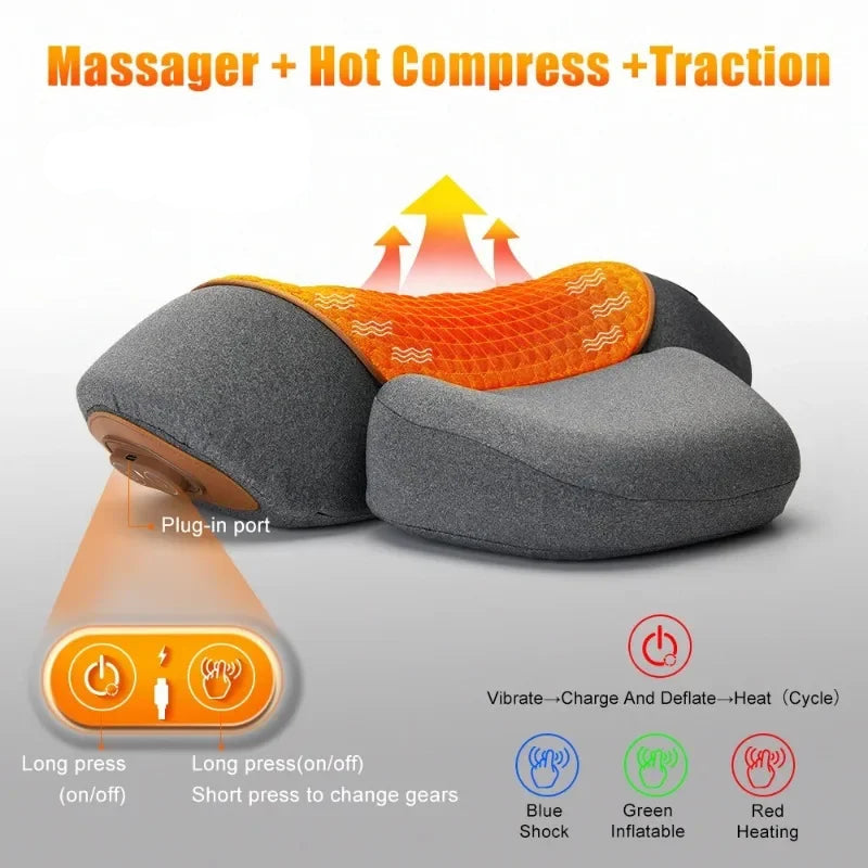 TheraMax Electric Neck Massage Pillow with Heat & Vibration for Pain Relief