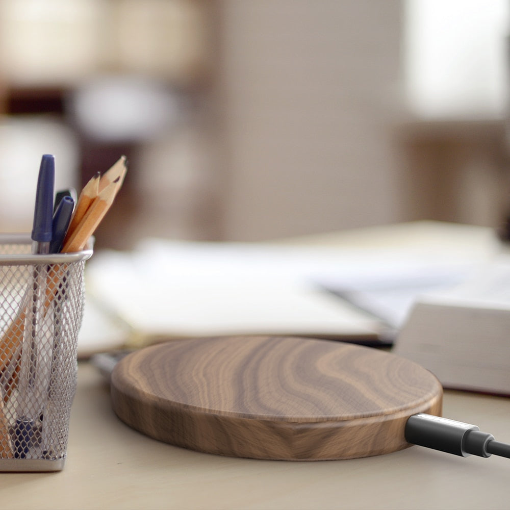Walnut Wood Wireless Charging Pad (Fast Charging for iPhone & Samsung!) - BuyRite